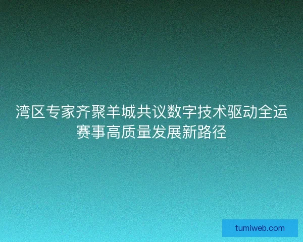 湾区专家齐聚羊城共议数字技术驱动全运赛事高质量发展新路径 湾区专家齐聚羊城共议数字技术驱动全运赛事高质量发展新路径