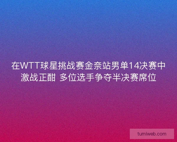 在WTT球星挑战赛金奈站男单14决赛中激战正酣 多位选手争夺半决赛席位